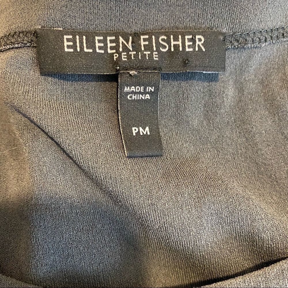 Eileen Fisher Grey Sleeveless Silk Tunic Top Size Medium Petite - Picture 3 of 11